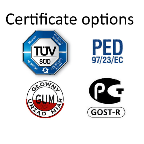 Certificates of pressure vessels for all types of beer production tanks